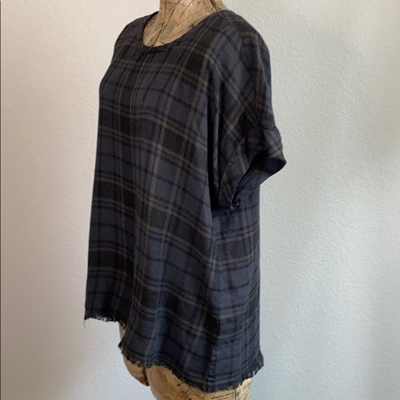 Anthropologie Cloth & Stone Plaid Button Back Top - Picture 4 of 6